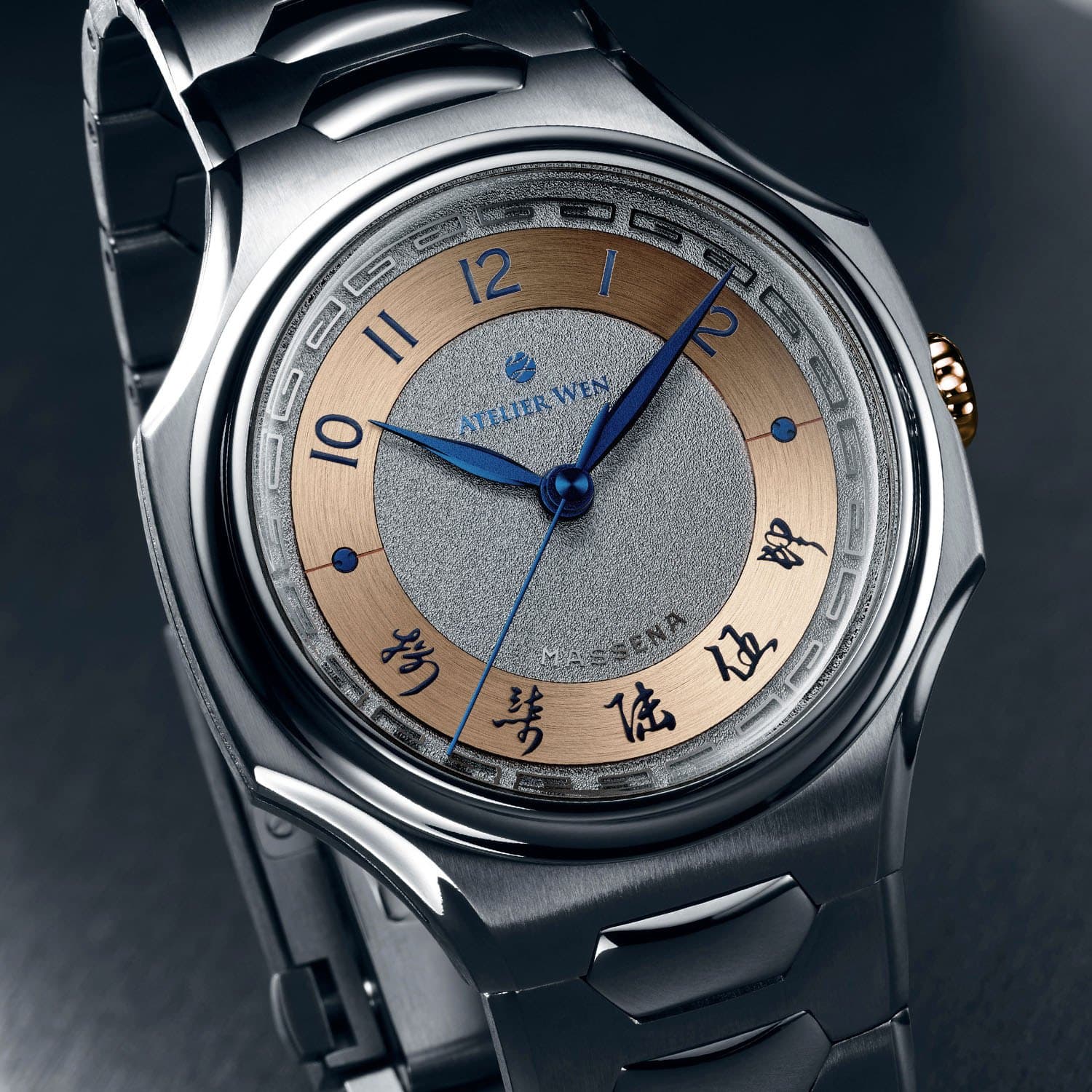 Atelier Wen x Massena LAB Inflection Shuò: a solid-tantalum integrated sports watch with hand-engraved gold dials