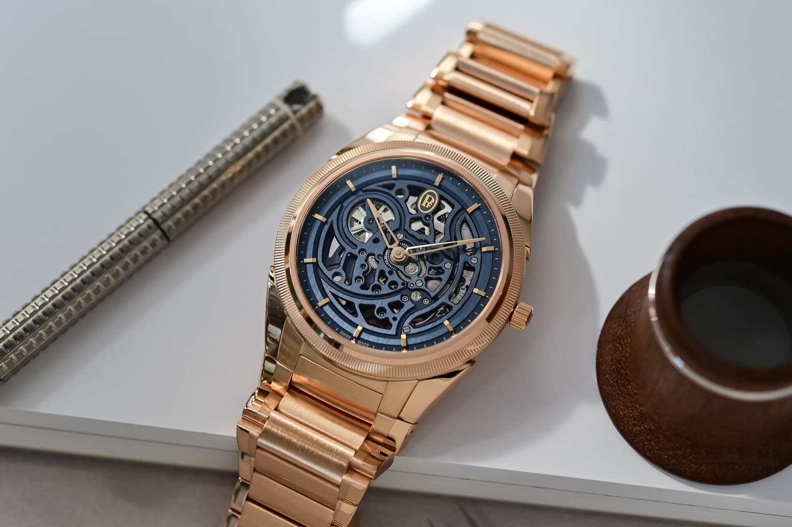 Parmigiani Fleurier Tonda PF Skeleton Rose Gold Milano Blue