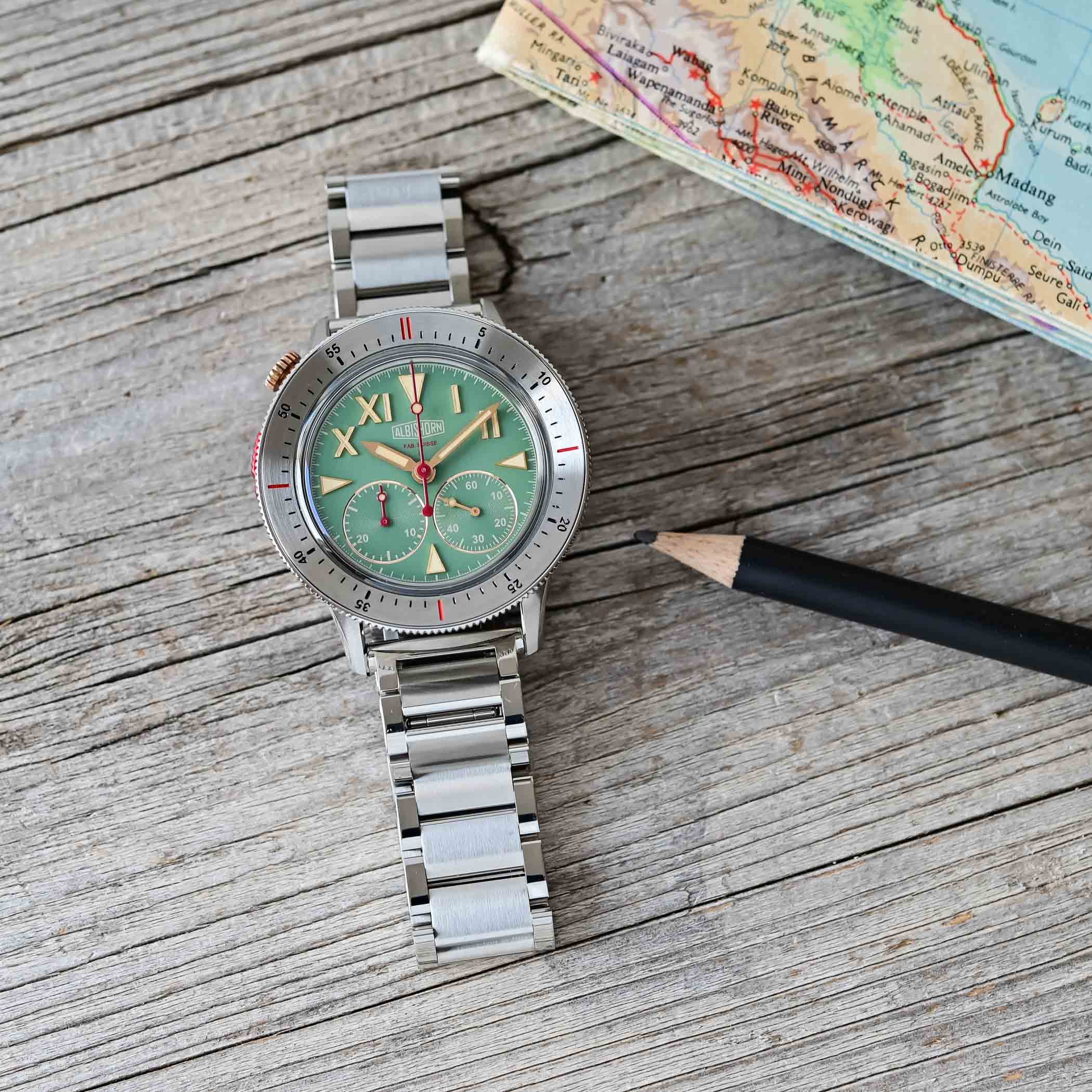 ألبيشورن ثَندرغراف خومبو: كرونوغراف ذو زر واحد معتمد من COSC لجبال الهيمالايا، الآن على سوار فولاذي (إصدار محدود من 99 قطعة، 3,650 فرنك سويسري)