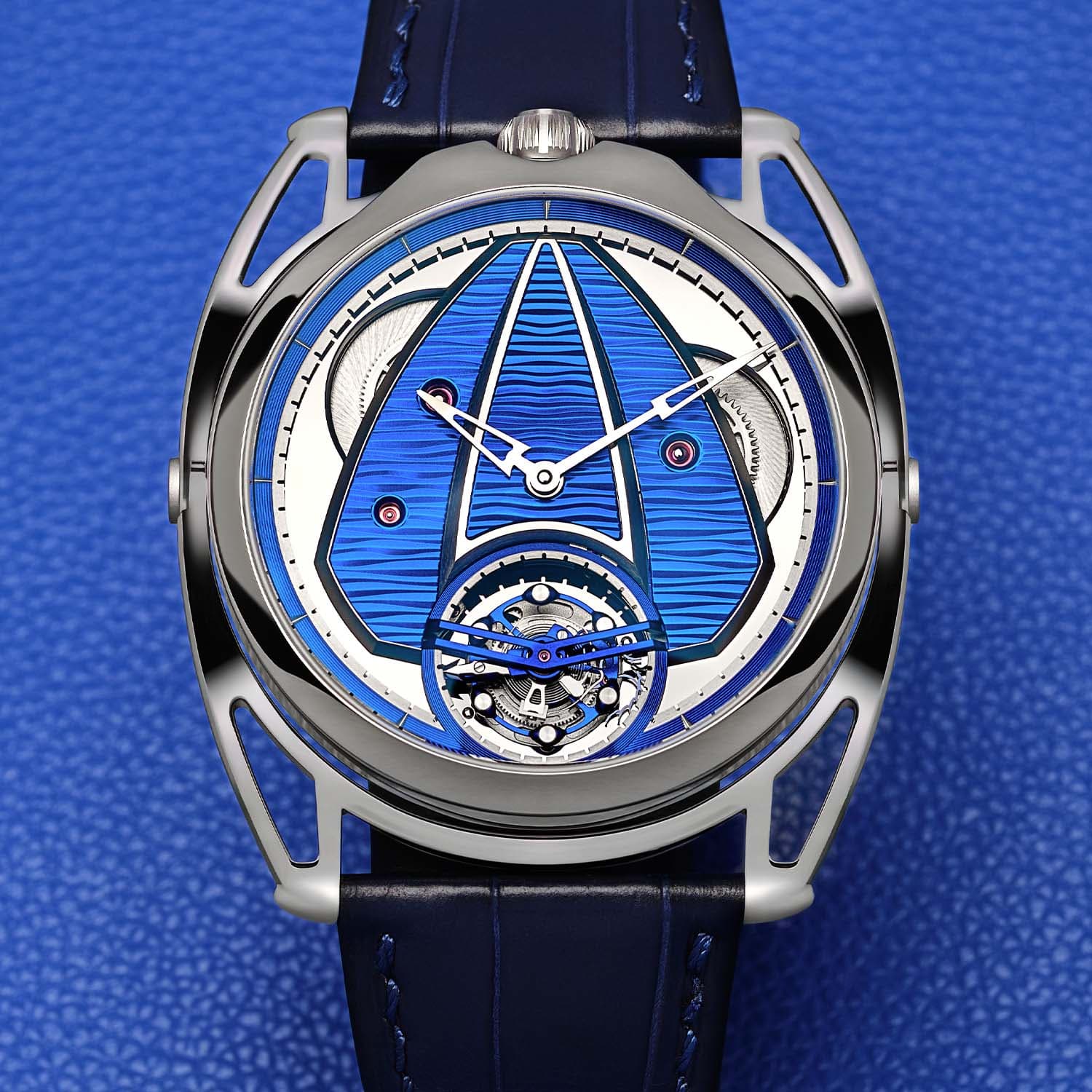 De Bethune DB28XS Sea Tourbillon — Hand-Engraved Sea-Blue Guilloché on a 5 Hz Compact Tourbillon