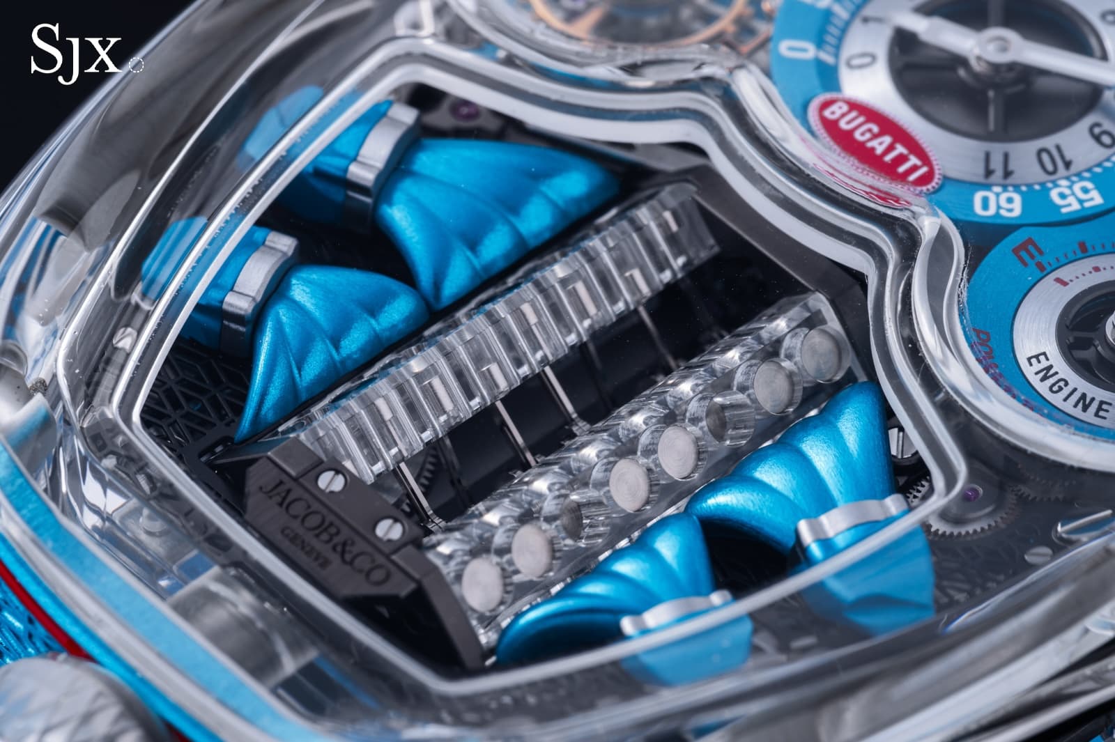 Jacob & Co. Bugatti Tourbillon Sapphire Crystal: A V16 Automaton in a Sapphire Case (3 Unique Pieces, US$1.2M Each)