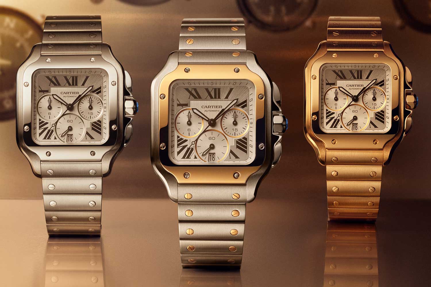 Cartier Right-Sizes the Santos Chronograph: New 39.8mm LM with Traditional 2-Pusher Layout