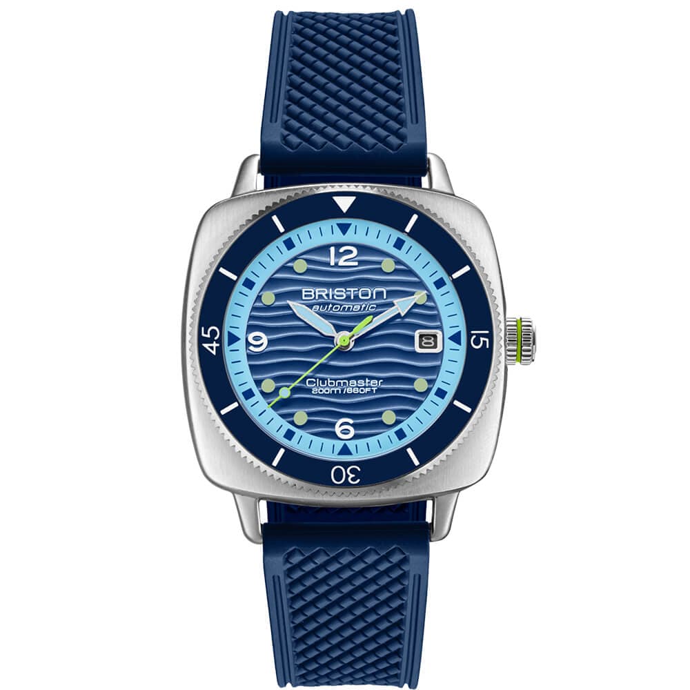 Briston Clubmaster Legend Diver Ocean: A Summery 200 m Diver With a Molded Wave Dial, a Sapphire Bezel, and a Tortoiseshell-Acetate Option
