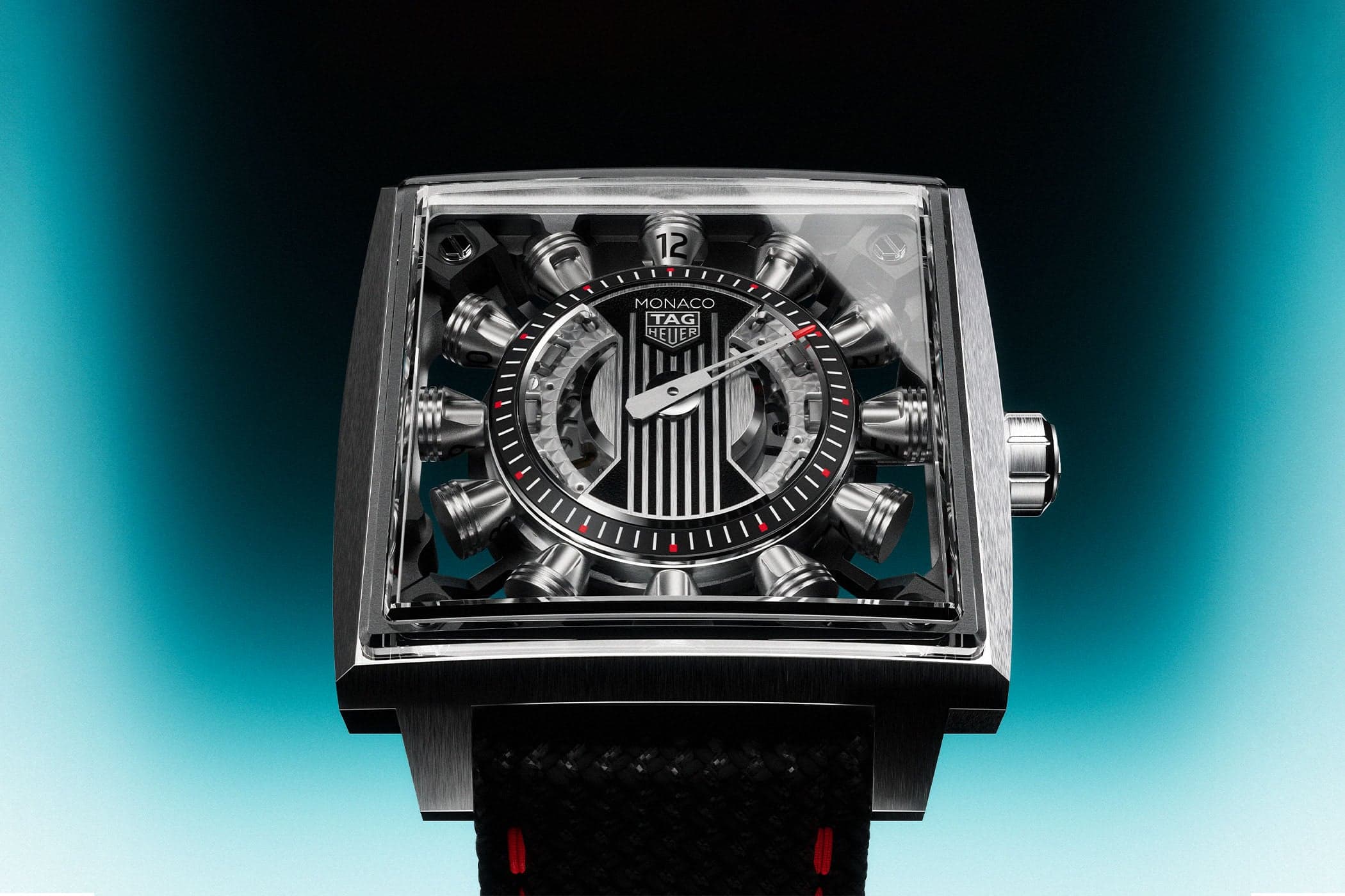 TAG Heuer Monaco Speed 12 (WBW2180.FT8133): Louis Vuitton's Spin Time Engine Lands in the Square Icon — 12 Rotating Pistons, 50 Pieces, CHF 70,000