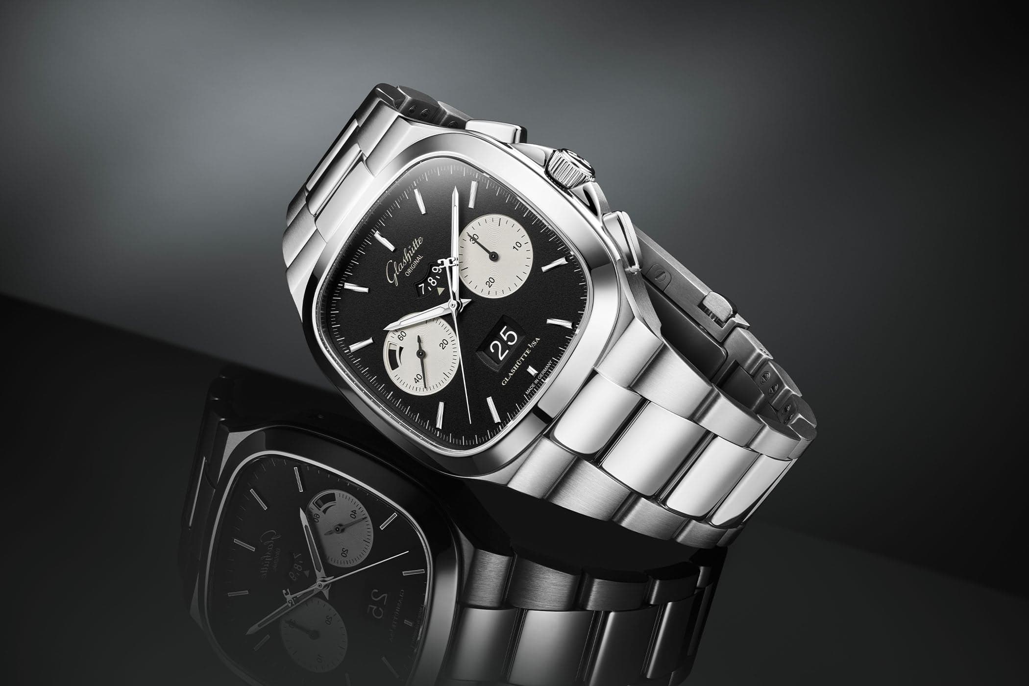 Glashütte Original Seventies Chronograph XV (1-37-02-21-02-70): A Reverse-Panda TV-Case Flyback, 100 Pieces for the DACH Market
