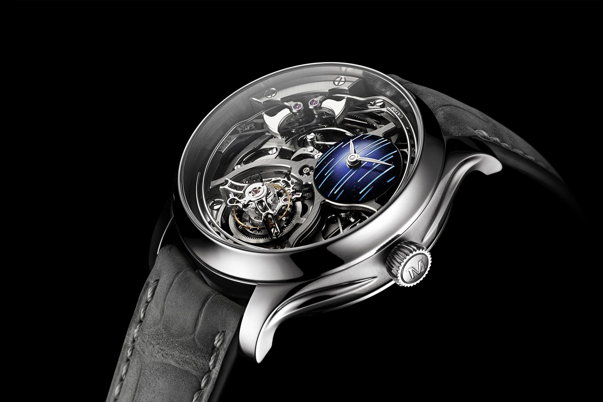 H. Moser & Cie. Endeavour Minute Repeater Cylindrical Tourbillon Skeleton Cosmic Rain: زخّة شهب رنّانة على جهة الميناء في 20 قطعة فقط